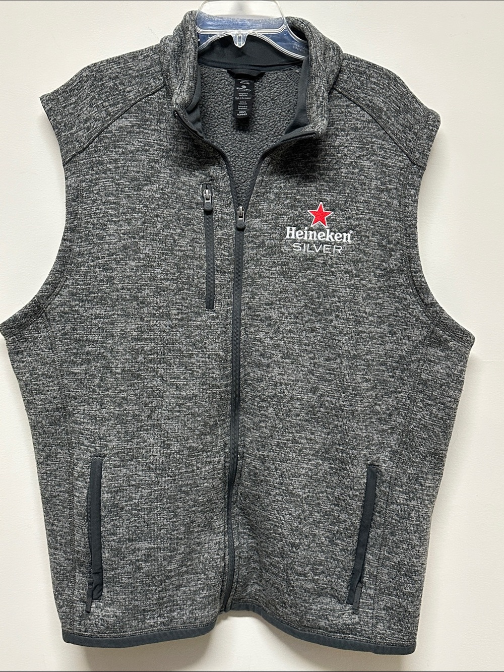 New Heineken Silver Men's Gray Full Zip Sweater Vest size 2XL